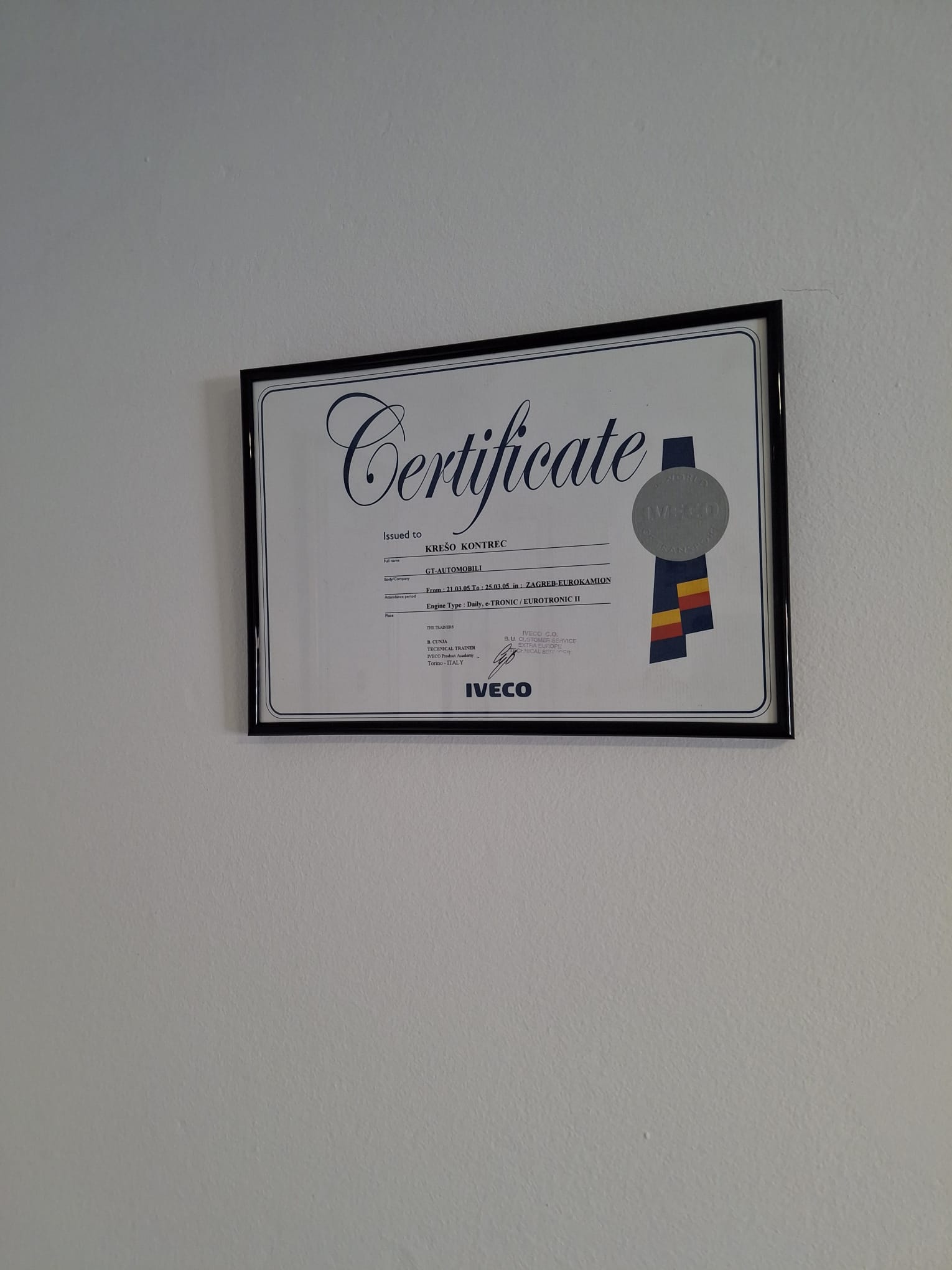 Diploma majstor autoserviser Krešo Kontrec